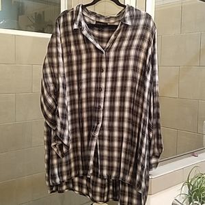 Lane Bryant plaid oversized button down